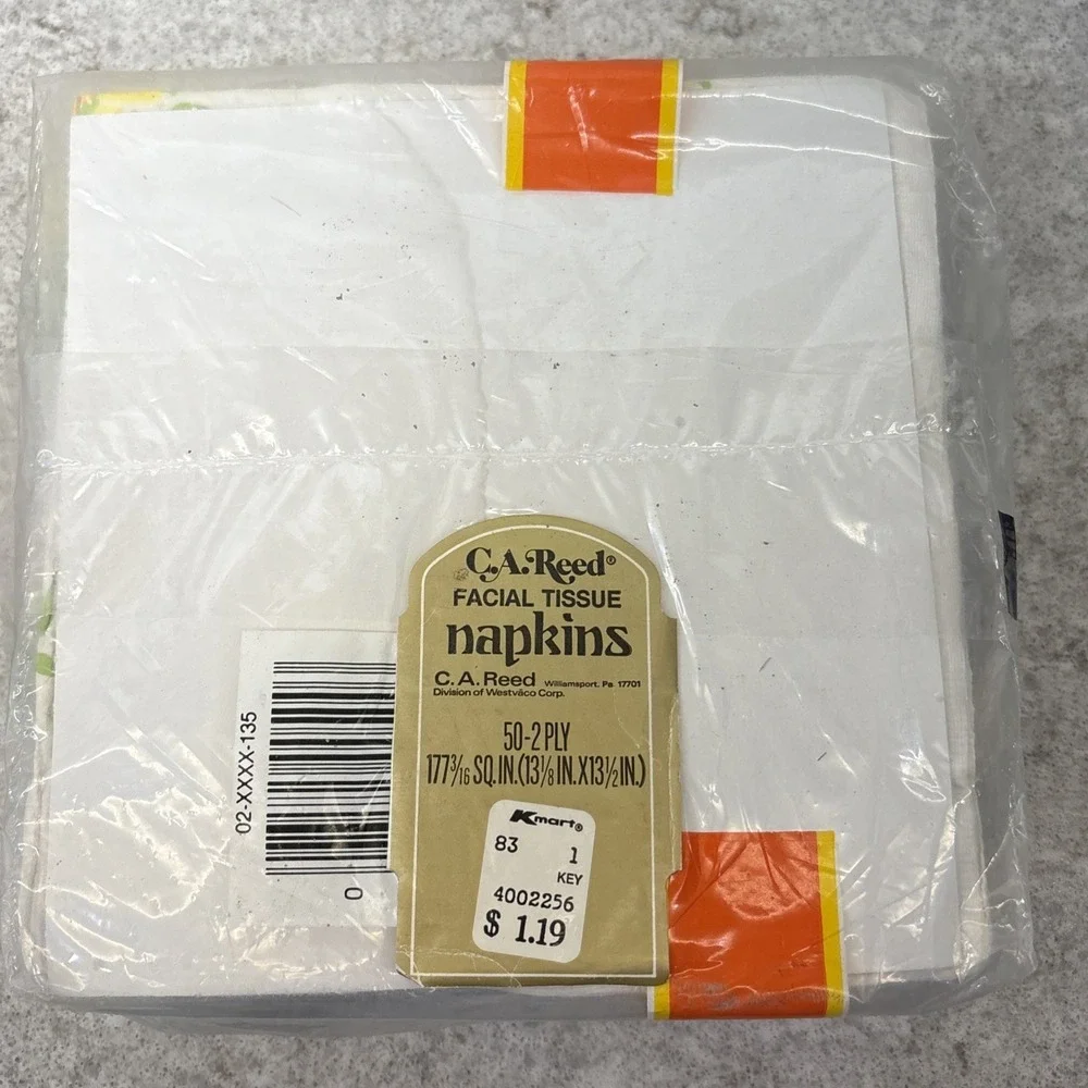 VTG 1970s Yellow Floral Paper Reed Napkins Sealed NOS 50ct. 2Ply 13 1/2